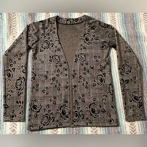 Handmade Floral Plaid Houndstooth Cardigan